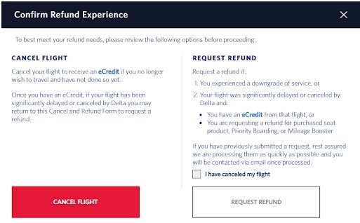 delta airlines ticket cancellation